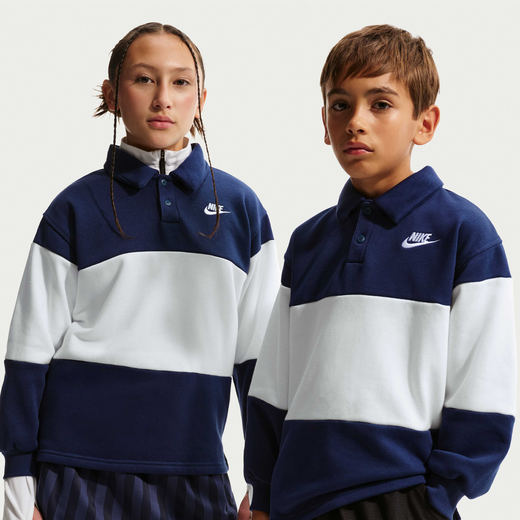 Kids' Long Sleeves Shirts-Nike, Nike Sportswear Club, Older Kids' French Terry Rugby