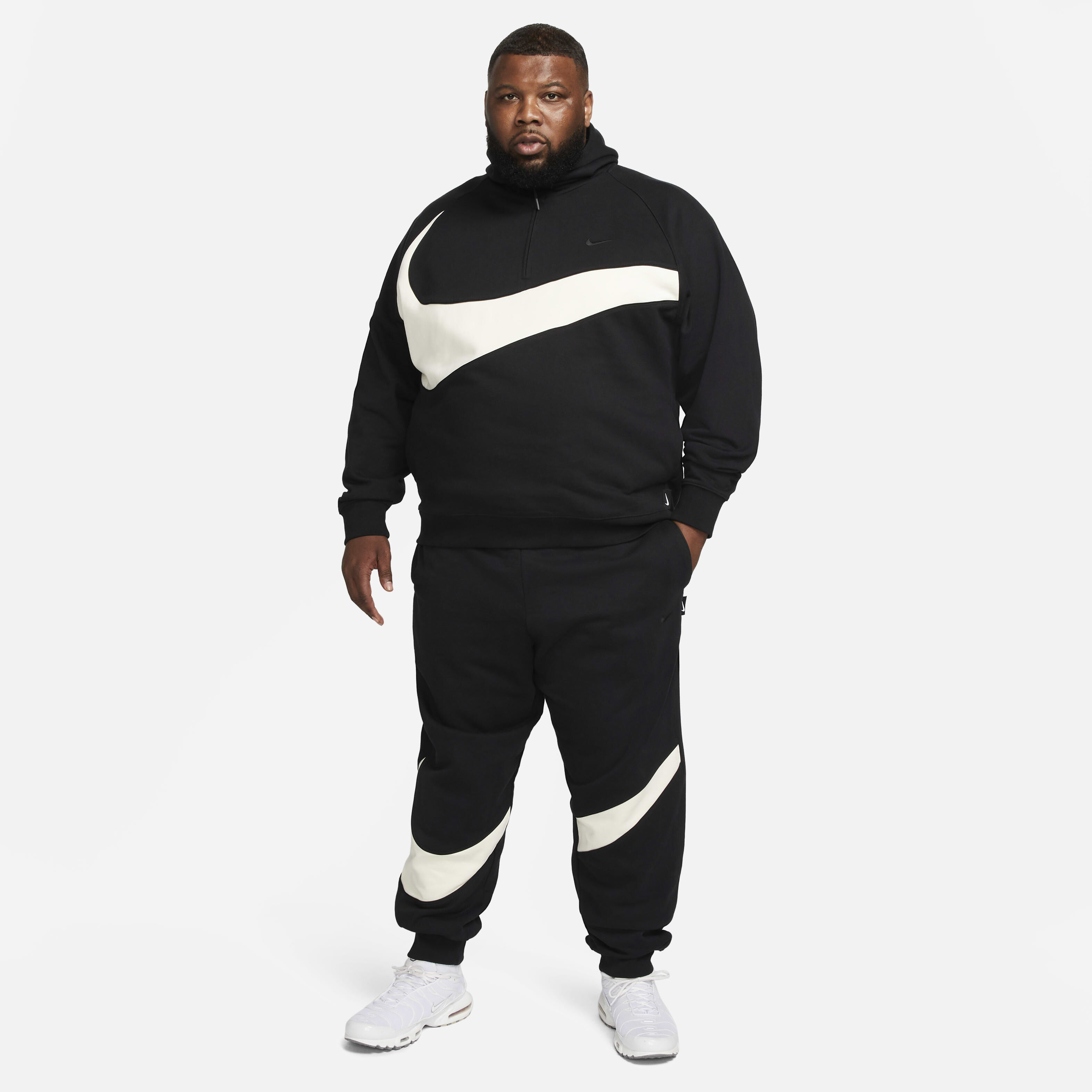 Nike swoosh tracksuit black new arrivals