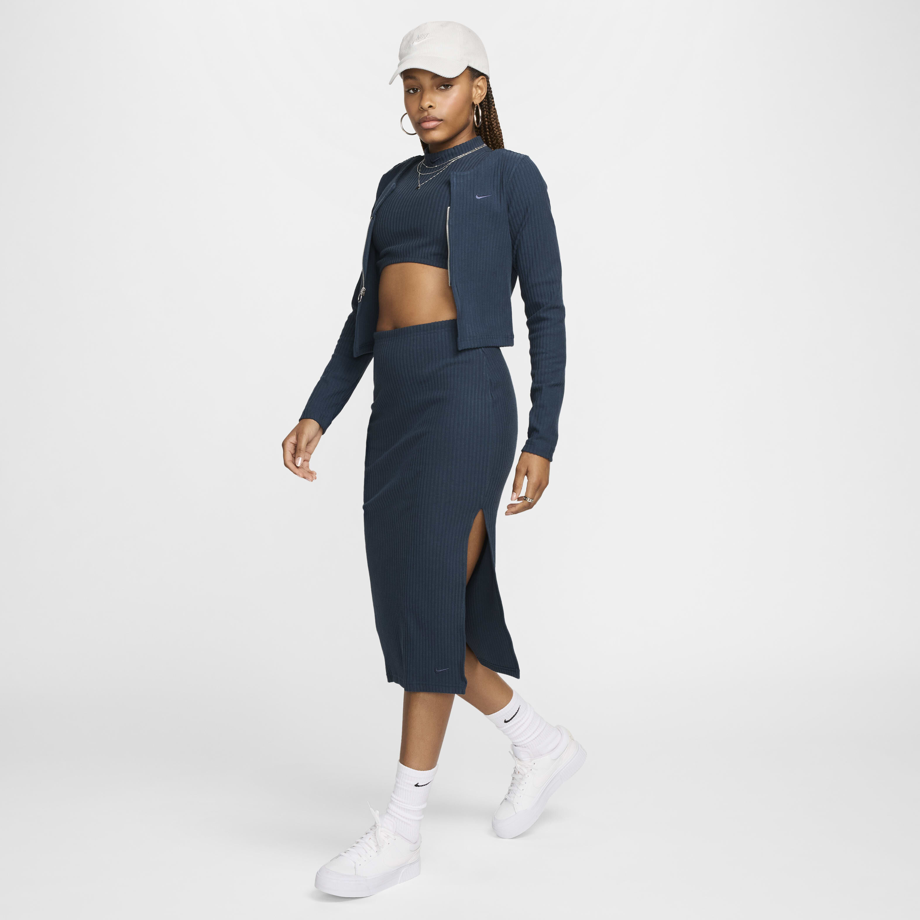 Buy Nike Sportswear Chill Rib Women s Slim Midi Skirt Nike Qatar Official