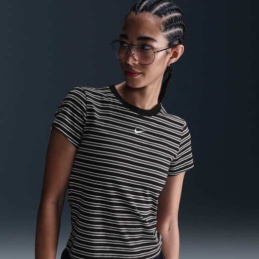 New In Women's Graphic T Shirts-Nike, Nike Sportswear Chill Knit, Women's Slim Striped T-Shirt