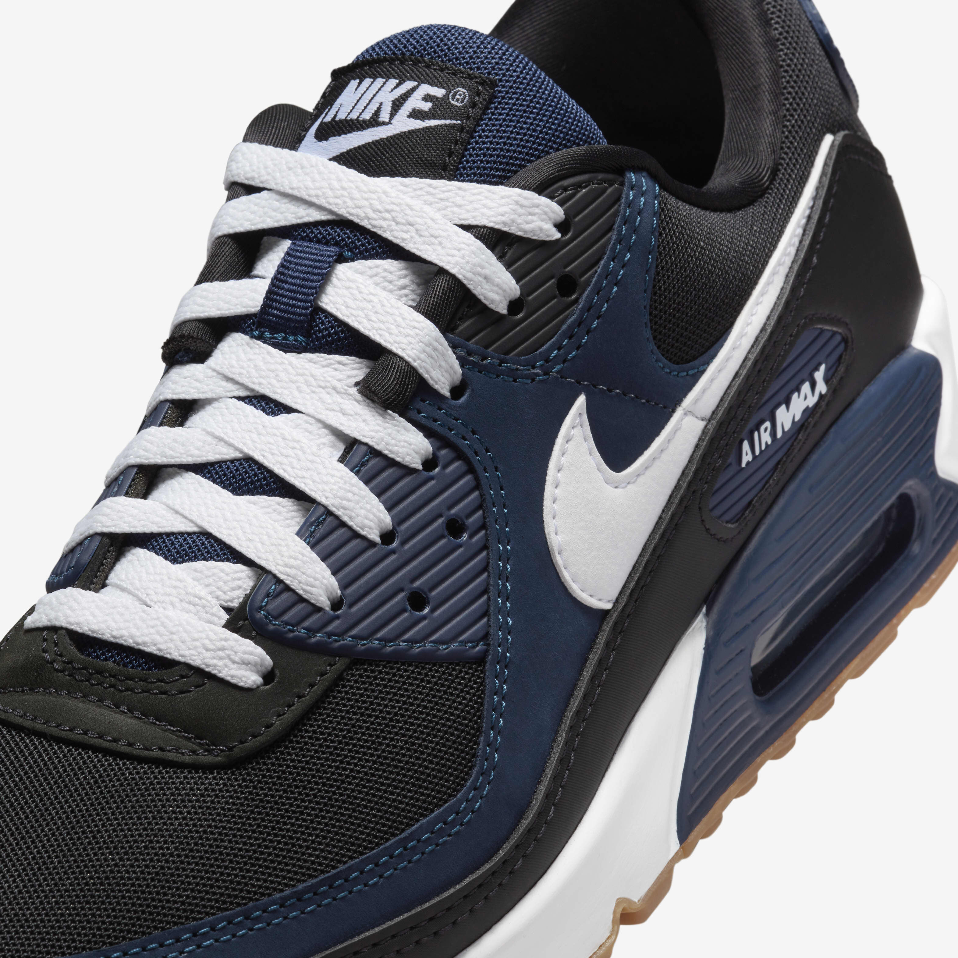 Nike men's air max '90 essential shoes white/navy/blue 2025