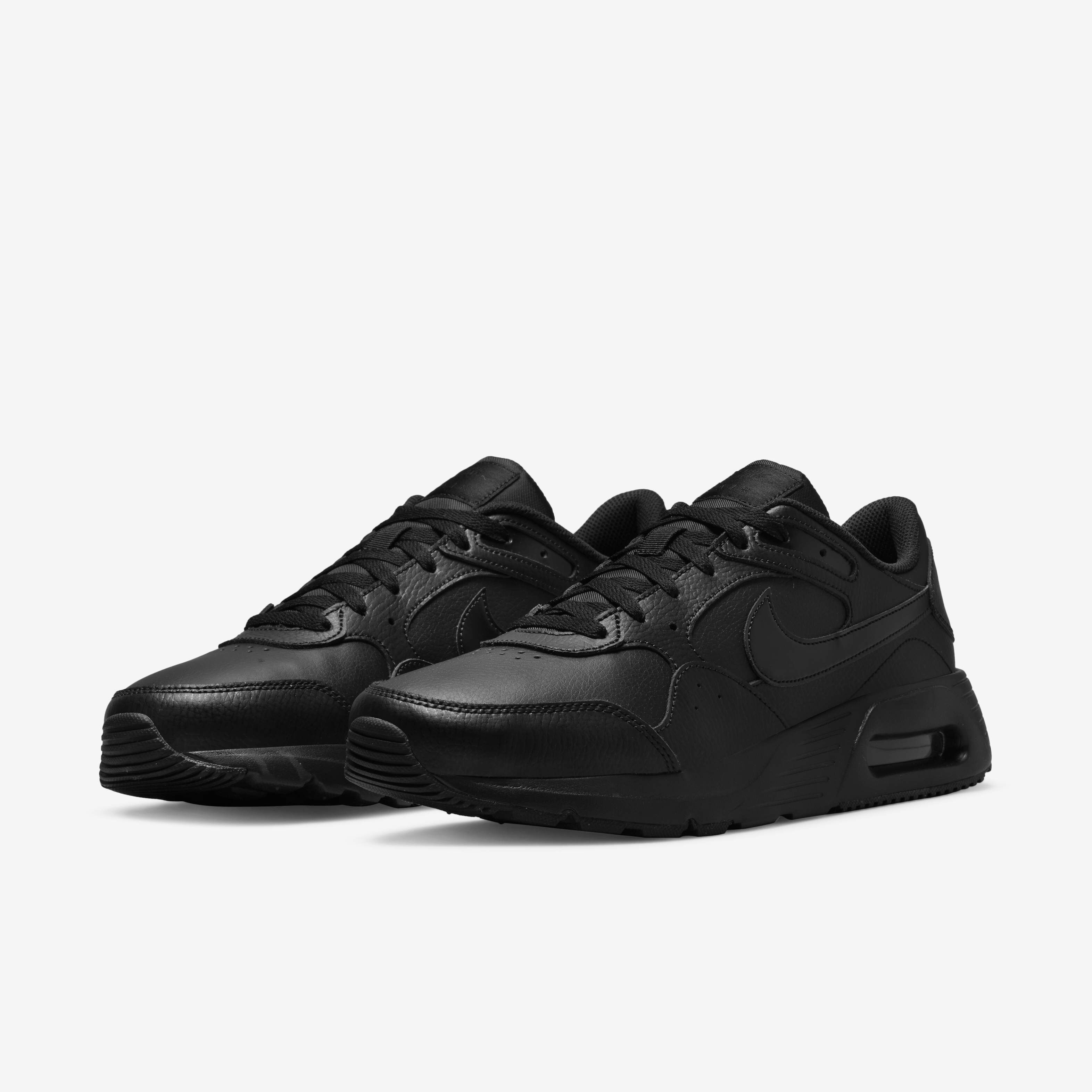 Mens black leather nike shoes discount