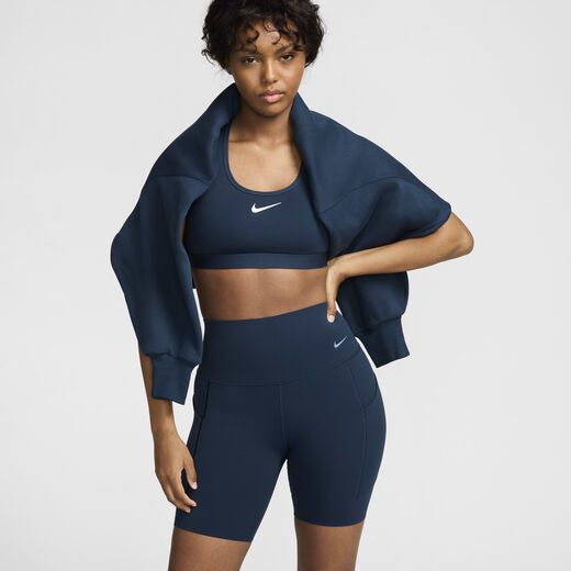 شورتات-نايكي, نايكي يونيفرسا, شورت الدراجة الهوائية بخصر مرتفع ودعم متوسط مع جيوب للنساء - 20 سم (تقريبًا)