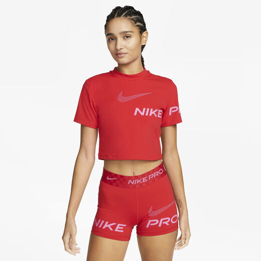 T-Shirts &amp; Tops-Nike, Nike Pro Dri-FIT, Women's Short-Sleeve Cropped Graphic Training Top