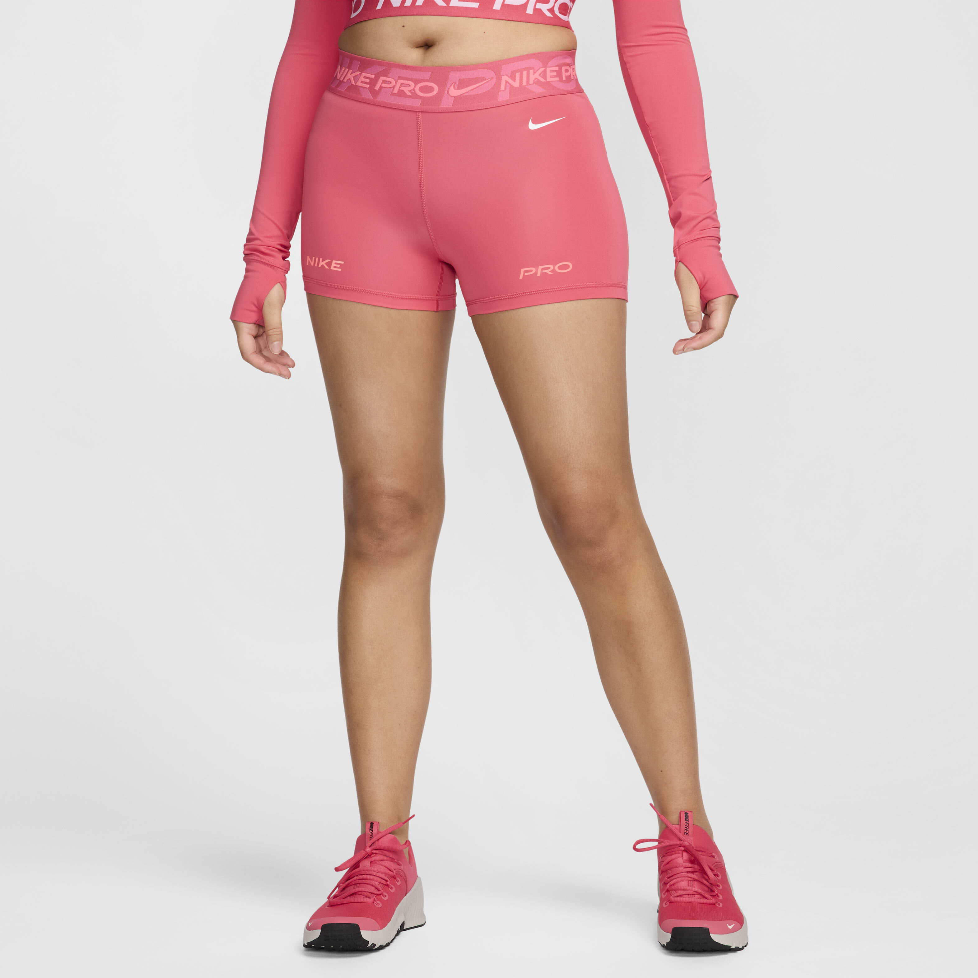 Pink nike biker shorts top