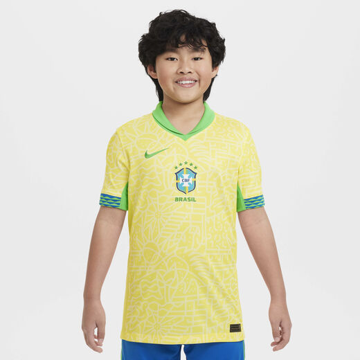 Kits & Jerseys-Nike, Brazil 2024 Stadium Home, Older Kids' Nike Dri-FIT Football Replica Shirt