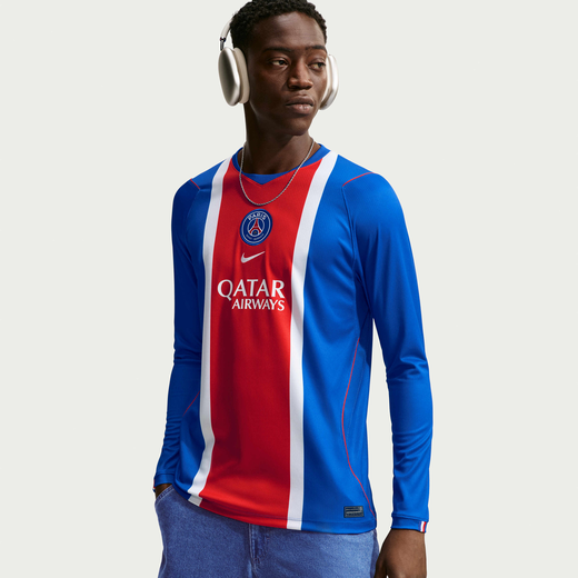 Kits & Jerseys-Nike, Paris Saint-Germain 2026/27 Stadium Home, Men's Nike Dri-FIT Football Replica Long-Sleeve Shirt