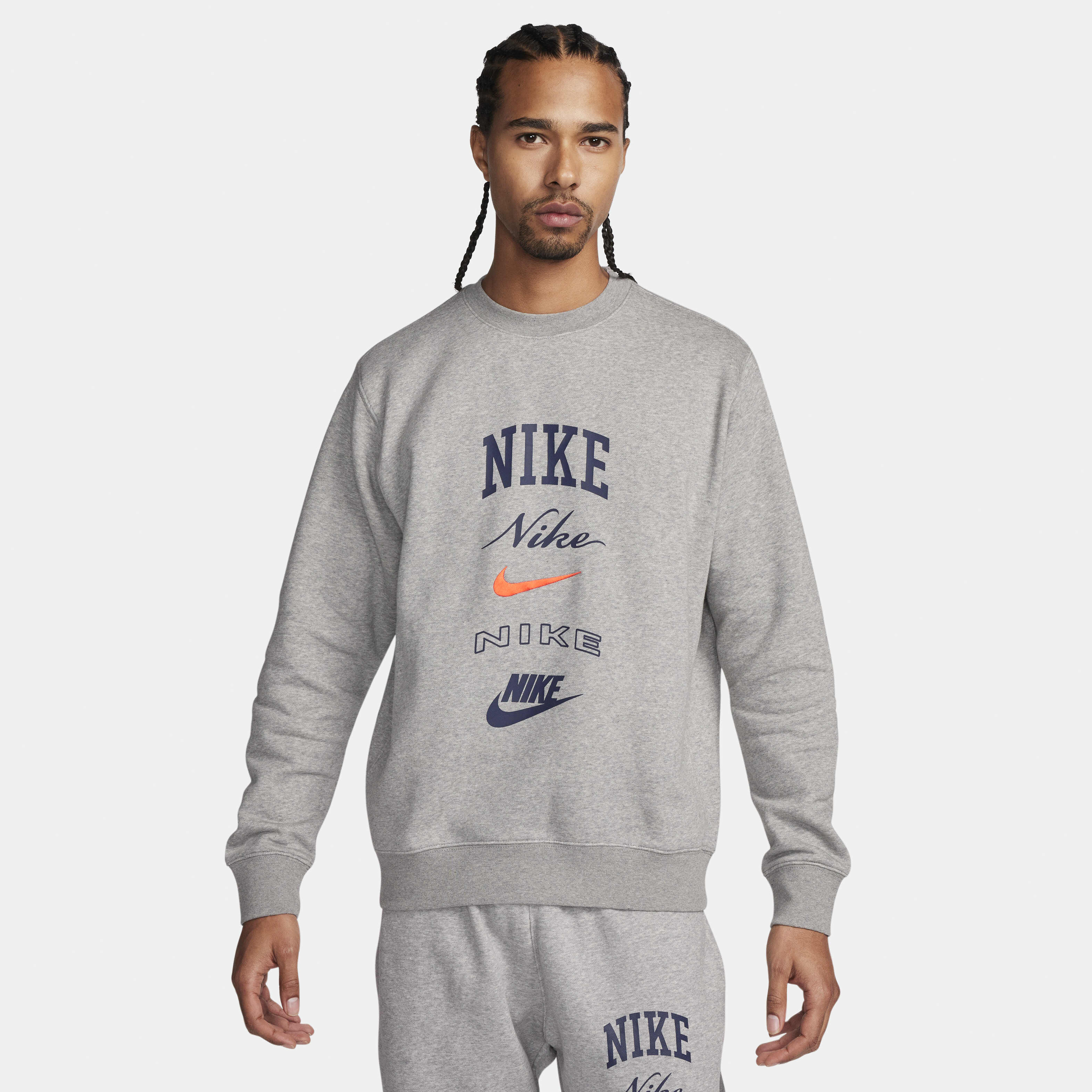 Nike gray club crew neck sweatshirt cheap