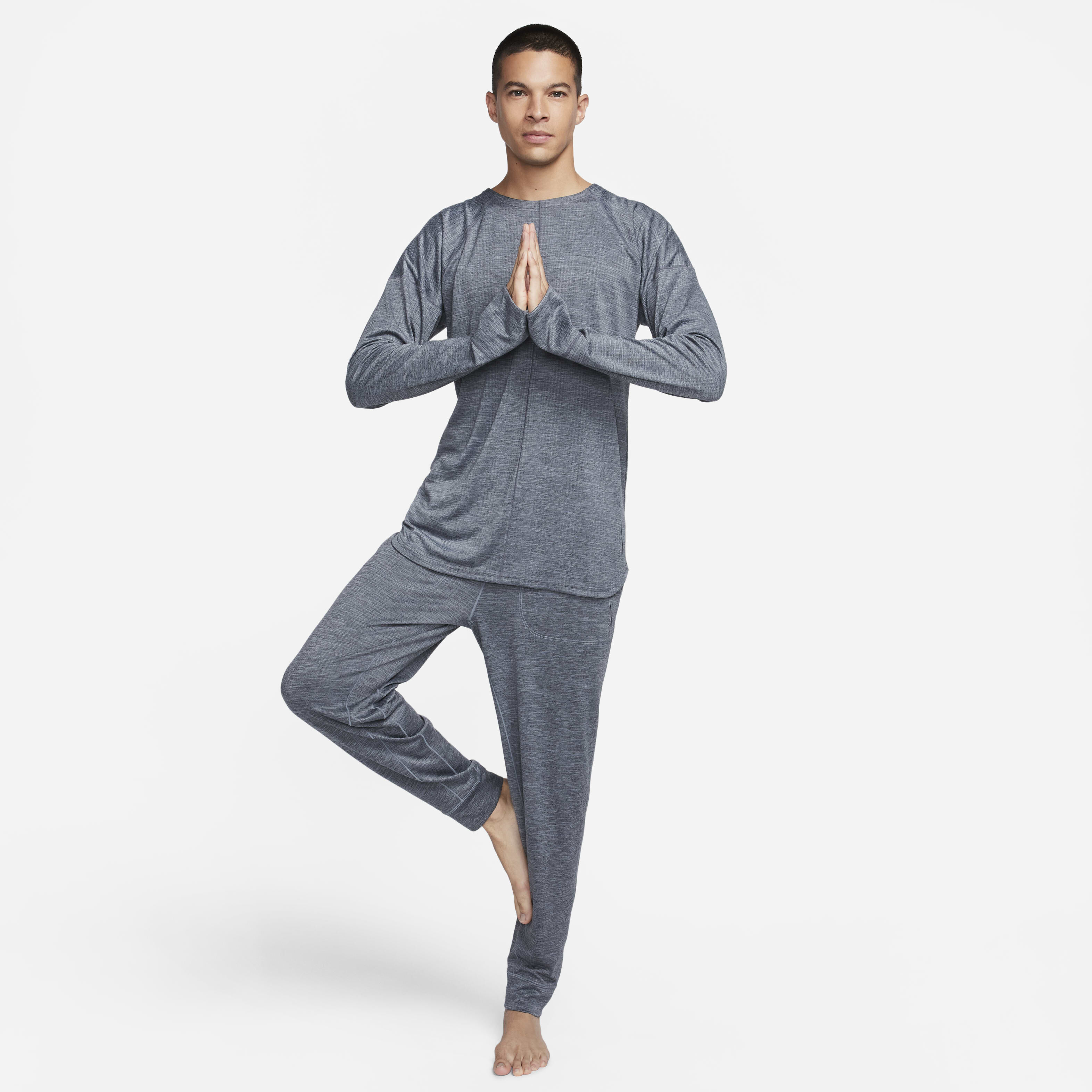 Buy Nike Yoga Men's Dri-FIT Crew Top - Cool Grey/Heather