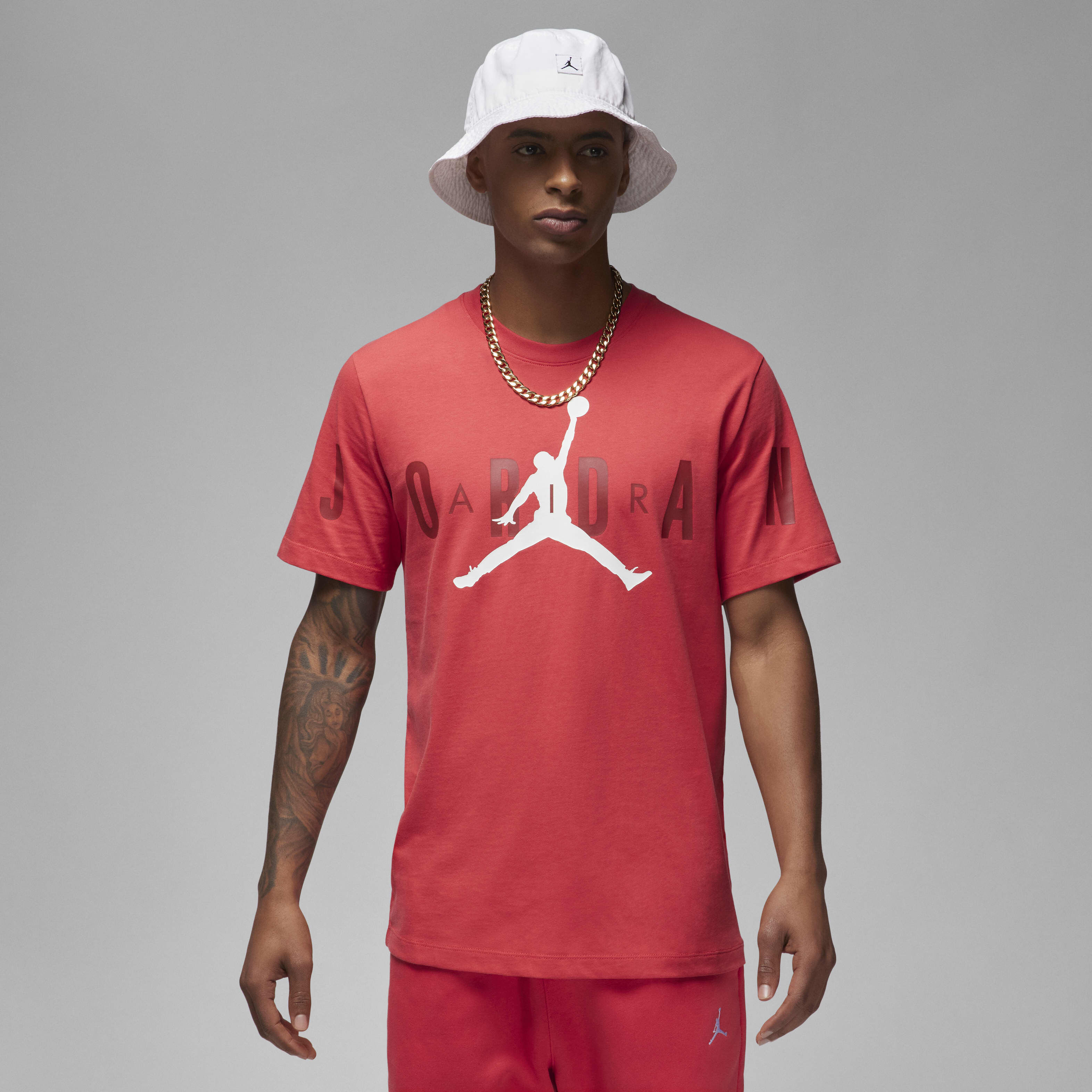 Buy Jordan Air Men's Stretch T-Shirt Lobster/Dune Red/White