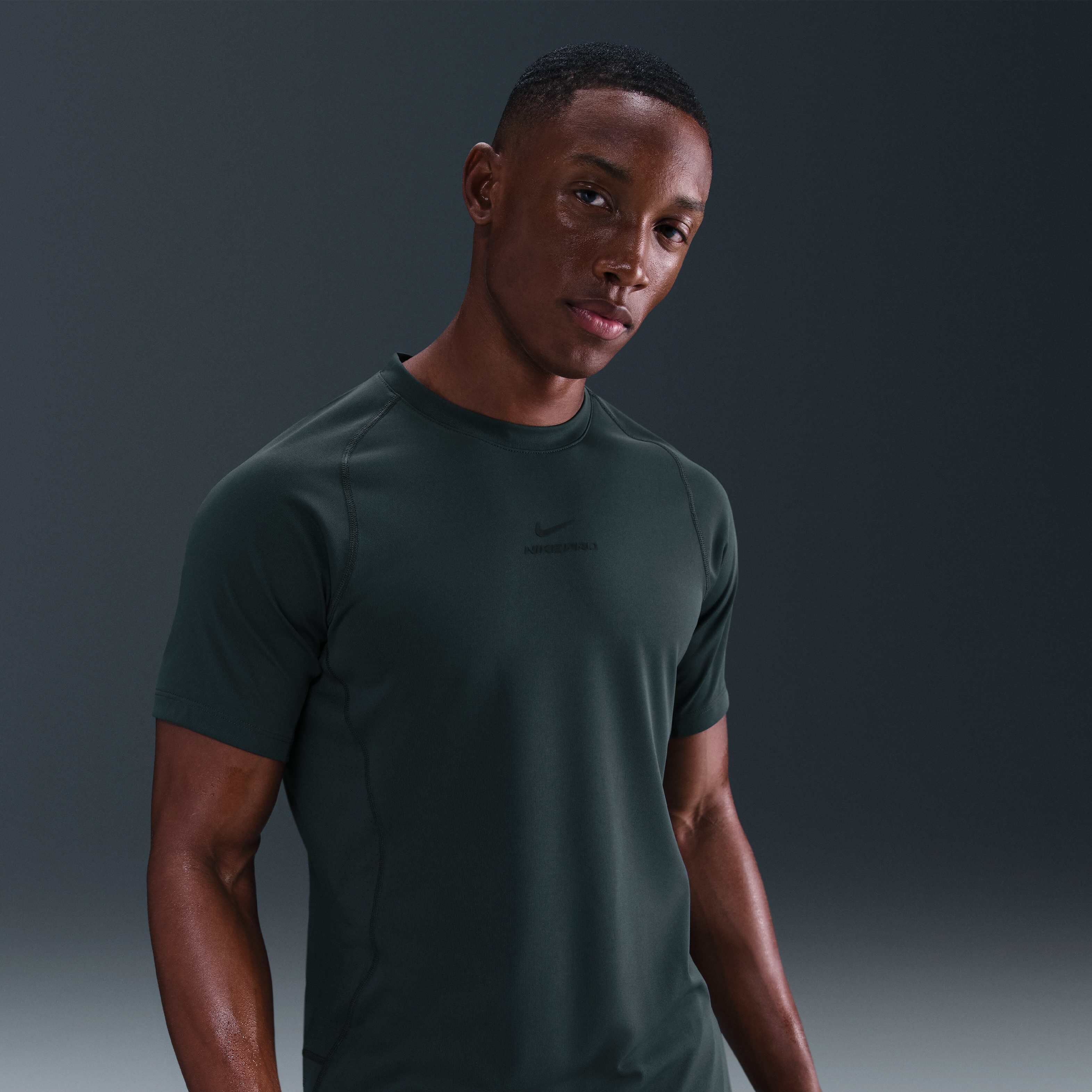Buy Nike Pro Training Men's Dri-FIT Short-Sleeve Top - Seaweed