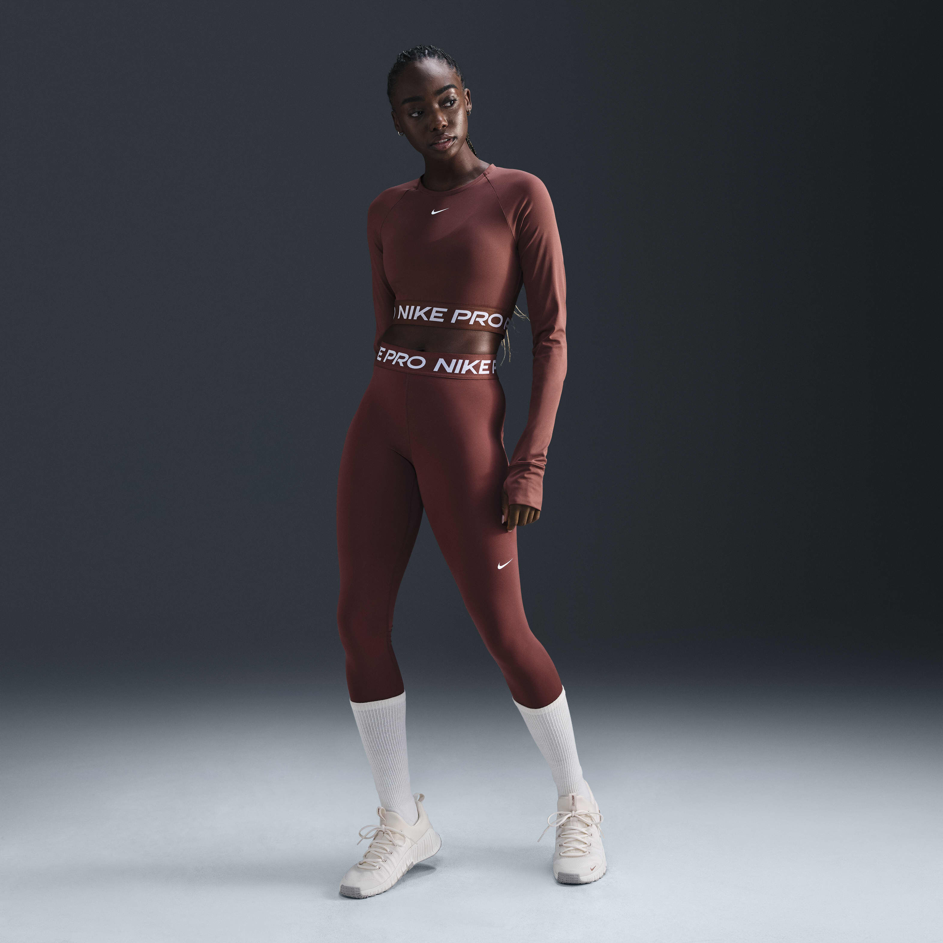 Buy Nike Pro Women s Dri FIT Cropped Long Sleeve Top Nike Qatar Official