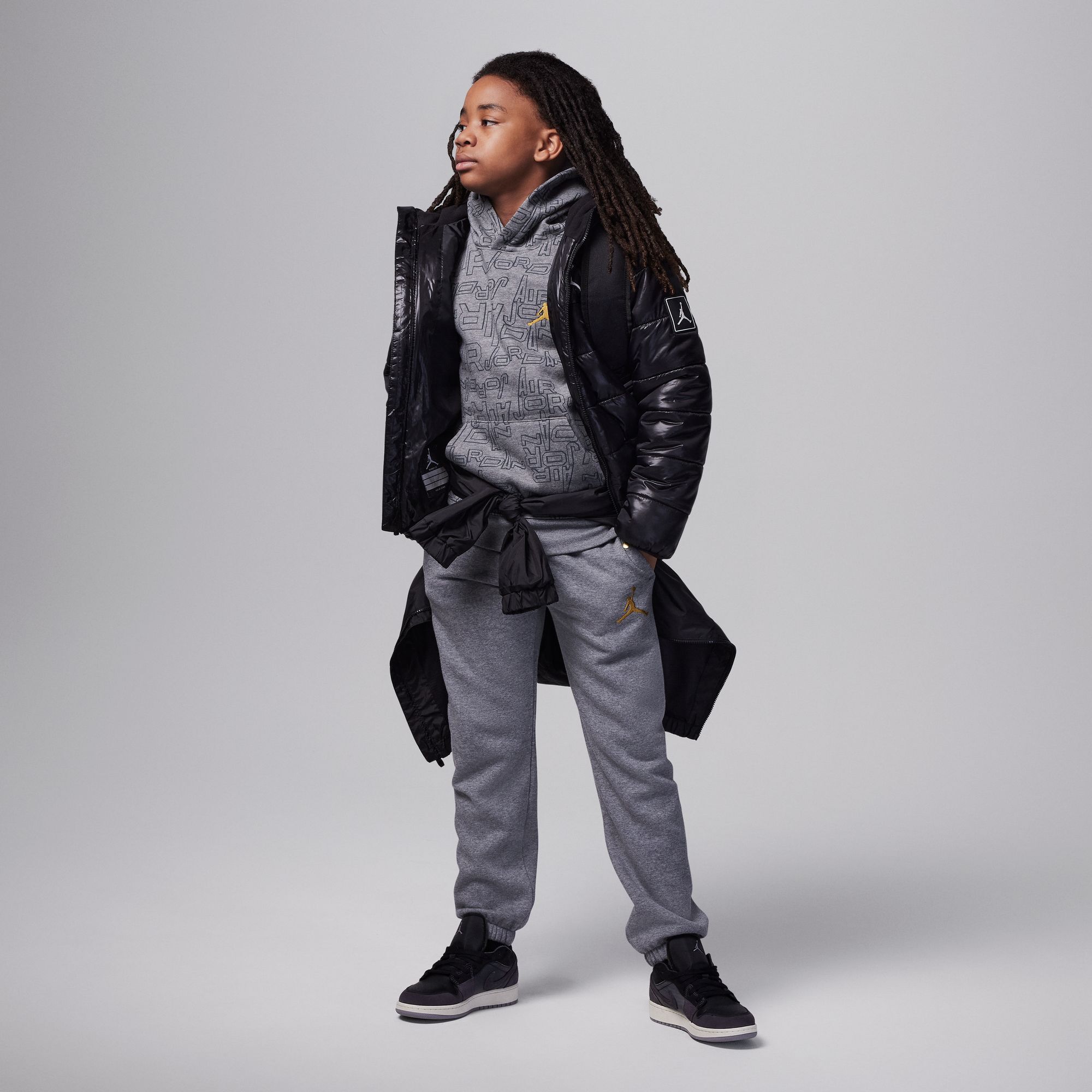 Jordan Take Flight Black and Gold Fleece Trousers image number 3