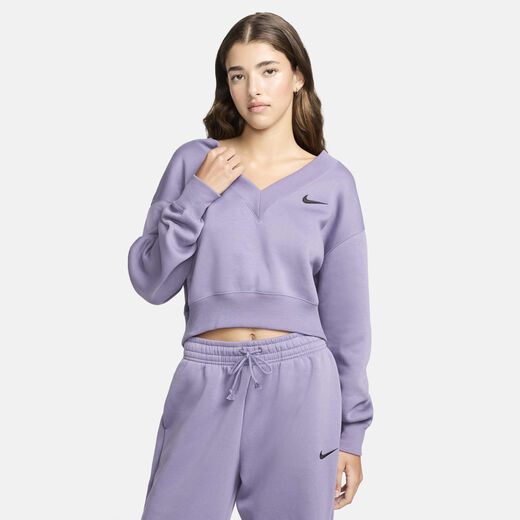 T-Shirts & Tops-Nike, Nike Sportswear Phoenix Fleece, Women's Cropped V-Neck Top