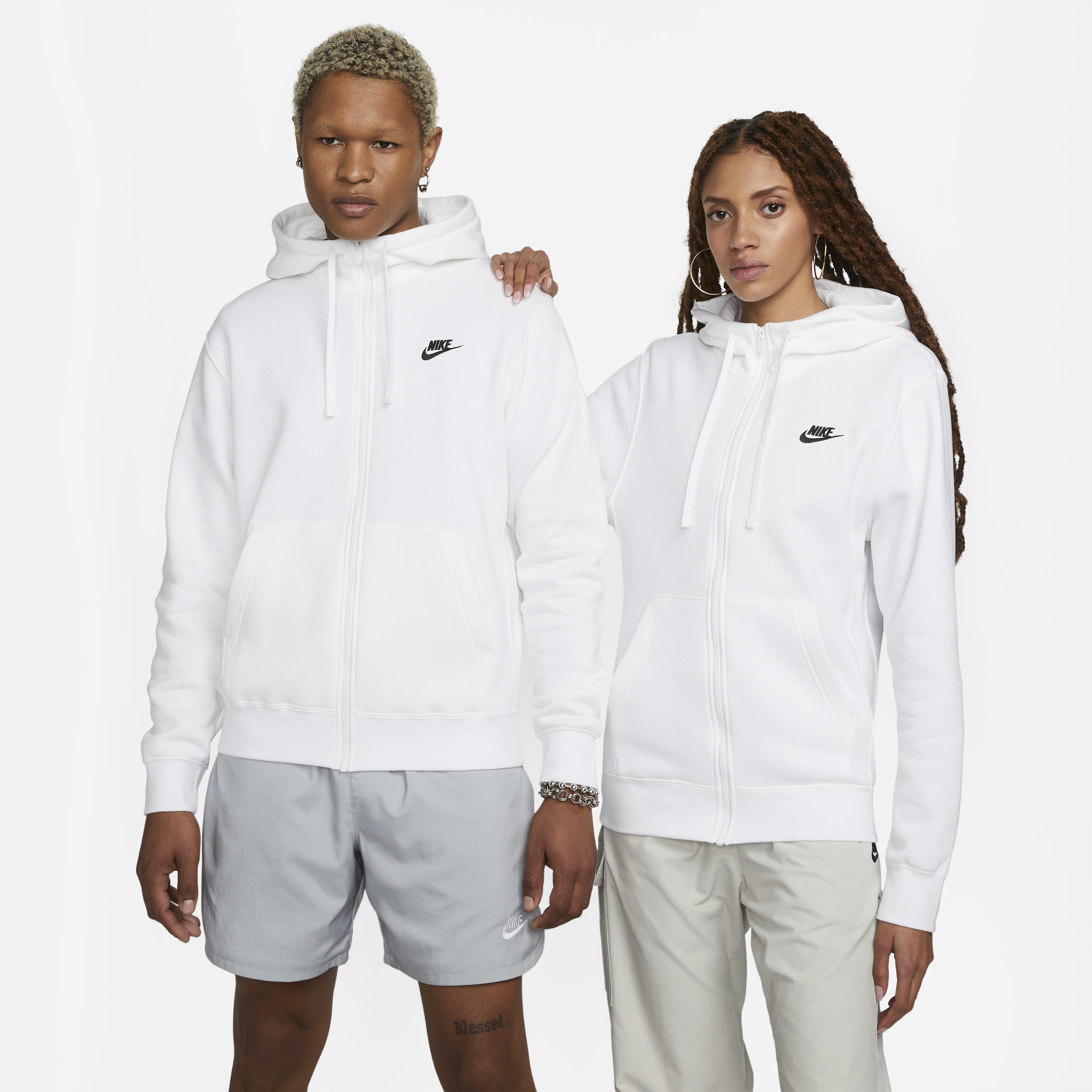 White nike hoodie zip store