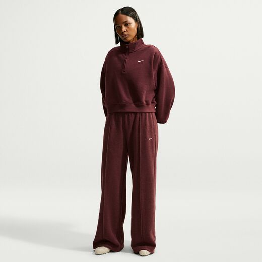 New In Women's Tops & T-Shirts-Nike, Nike Studio Fleece Medium-Weight Plush, Women's Oversized 1/4-Zip Cropped Top