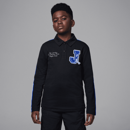 Kids' Polo T-Shirts-JRDN, Jordan Court of Legends, Big Kids' Long Sleeve Polo