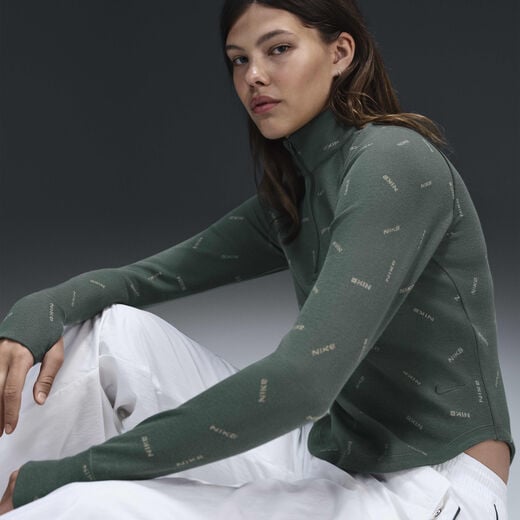 T-Shirts & Tops-Nike, Nike Sportswear Collection, Women's Slim 1/2-Zip Long-Sleeve Logo Top