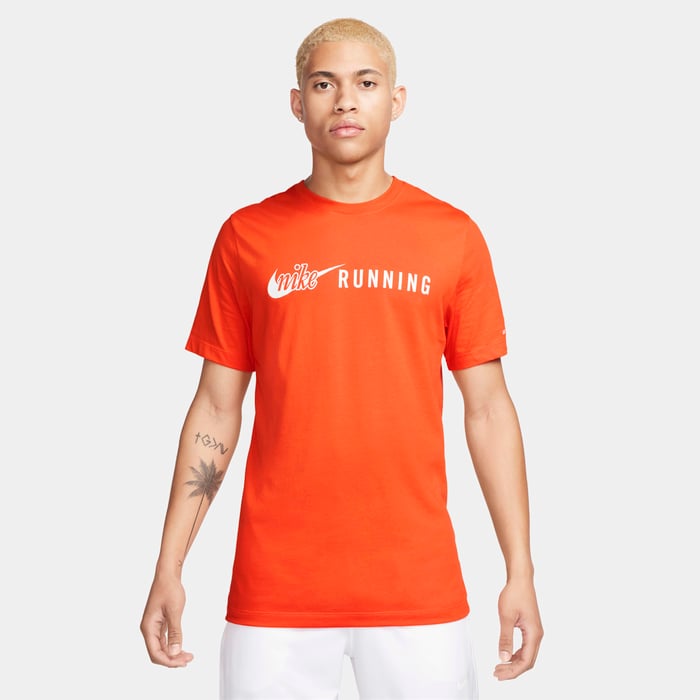 Buy Nike Men's Dri-FIT Running T-Shirt Safety Orange Nike Qatar