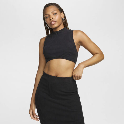 T-Shirts & Tops-Nike, Nike Sportswear Chill Rib, Women's Tight Mock-Neck Cropped Tank Top T-Shirts & Tops-Nike, Nike Sportswear Chill Rib, Women's Tight Mock-Neck Cropped Tank Top