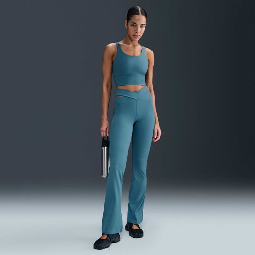 Clothing-Nike, Nike Zenvy Rib, Women's Gentle-Support High-Waisted Flared Leggings