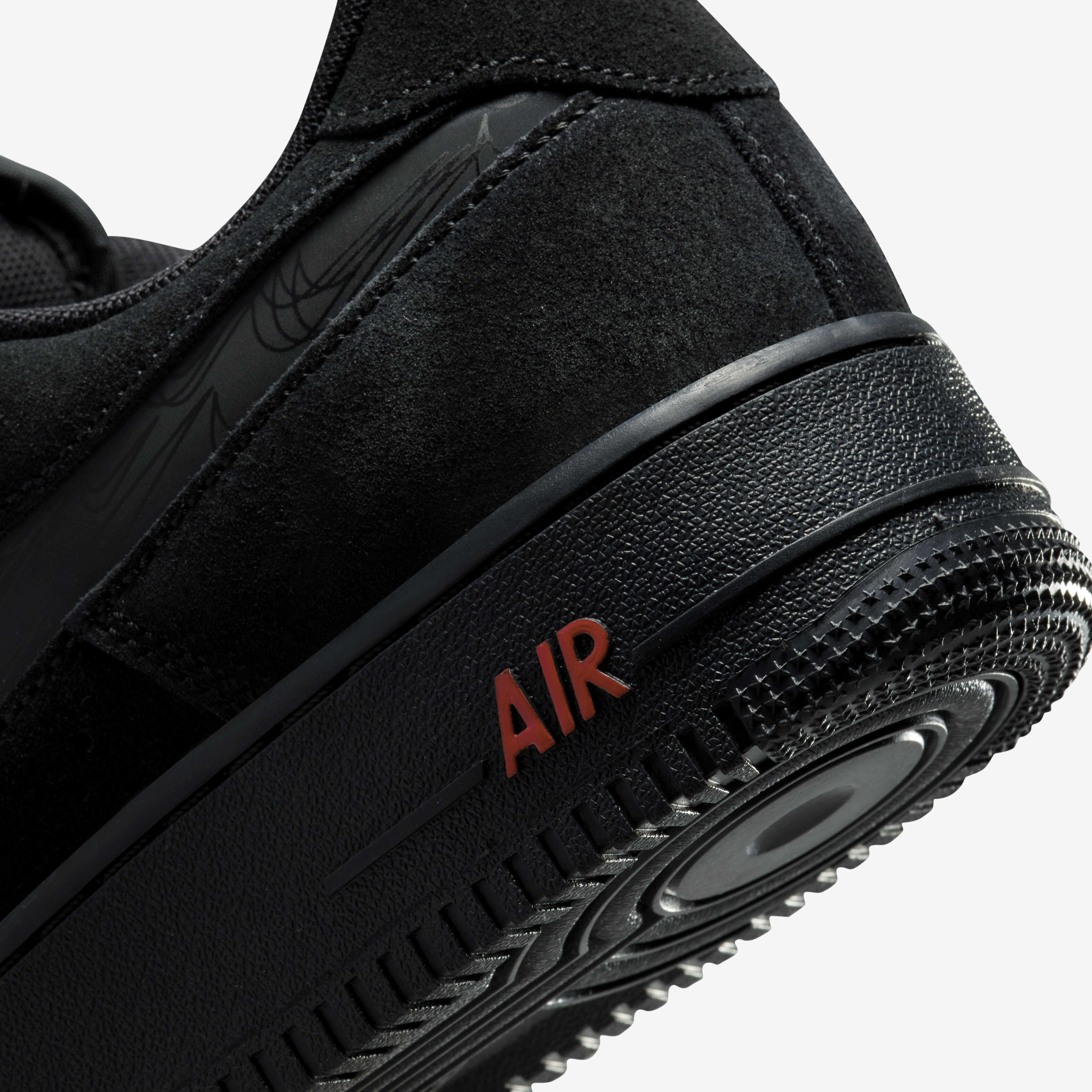 nike air force 1 black with red tag