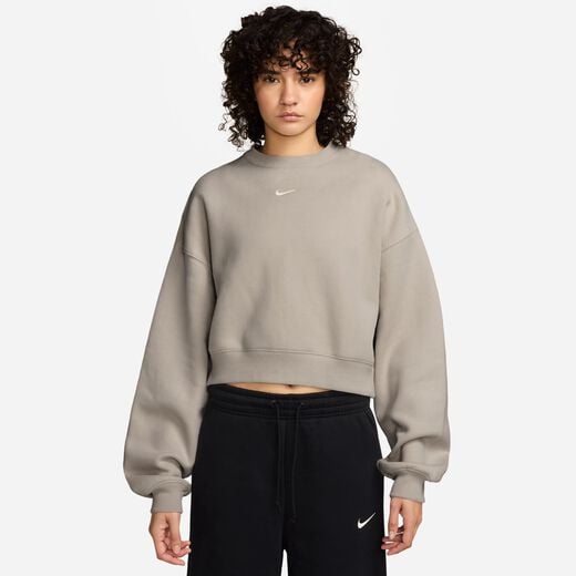Women's Clothing-Nike, Nike Studio Fleece Medium Weight, Women's Oversized Cropped Crew