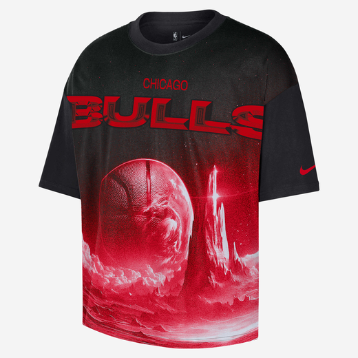 Basketball Tops & T-Shirts-Nike, Chicago Bulls Courtside, Men's Nike NBA Boxy T-Shirt