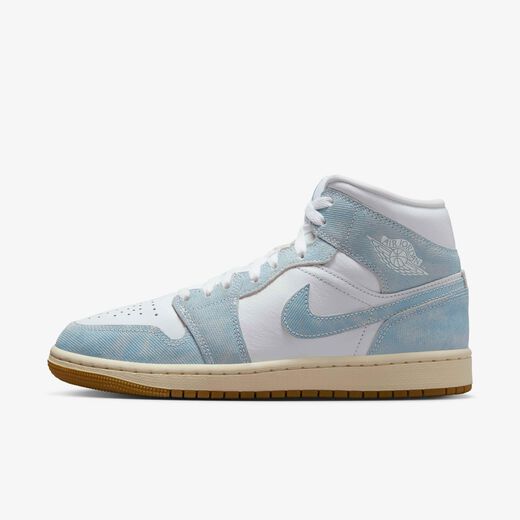 Womens-JRDN, Air Jordan 1 Mid 'Denim Gum', Women's Shoes