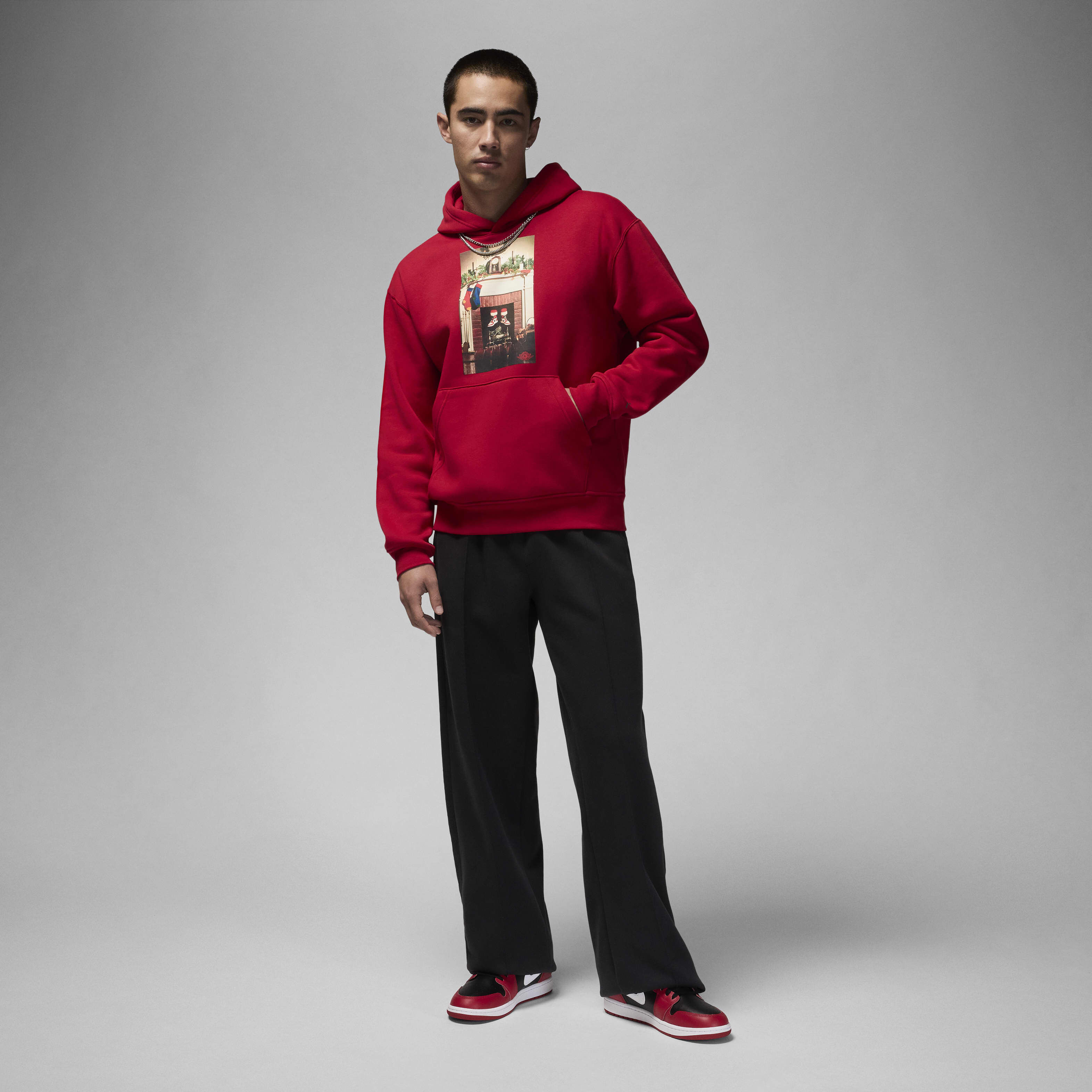 Chimney neck hoodie mens top