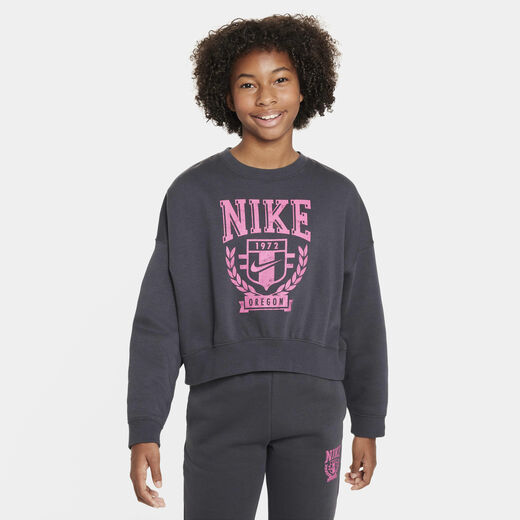 Kids' Sweatshirts Sale-Nike, Nike Sportswear, Older Kids' (Girls') Oversized Fleece Crew-Neck Sweatshirt