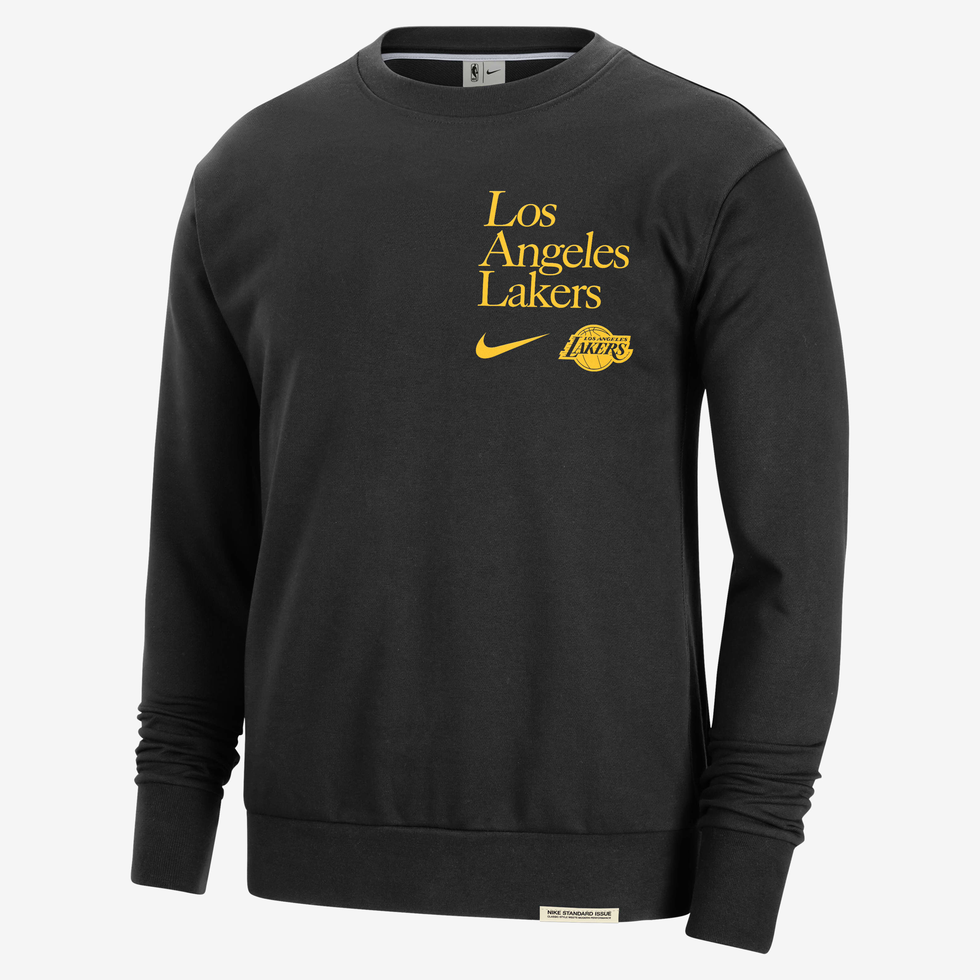 Buy Los Angeles Lakers Standard Issue Men s Nike Dri FIT NBA Crew Neck Sweatshirt Nike Qatar Official