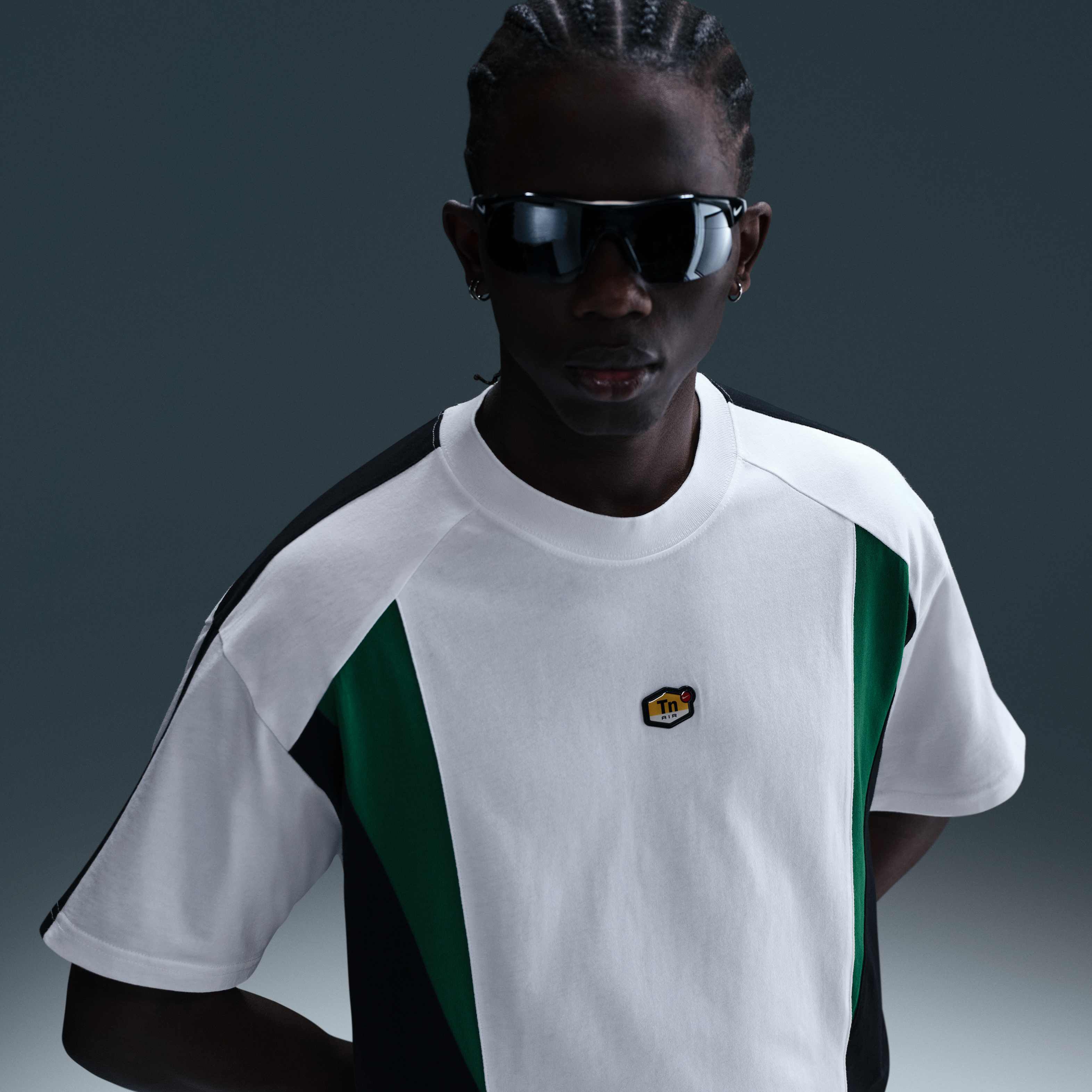 black and green nike shirt