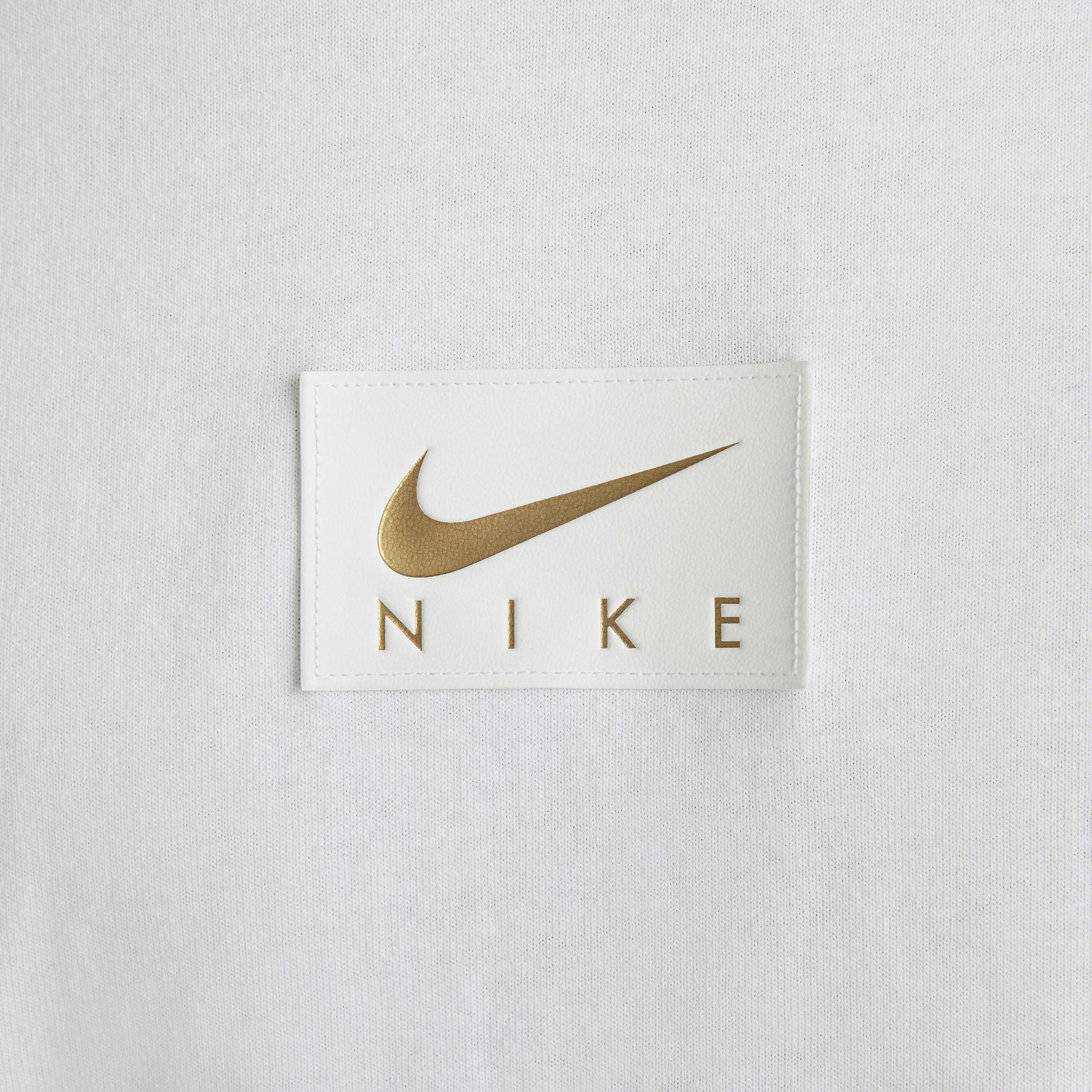 White nike shirt with gold logo on sale