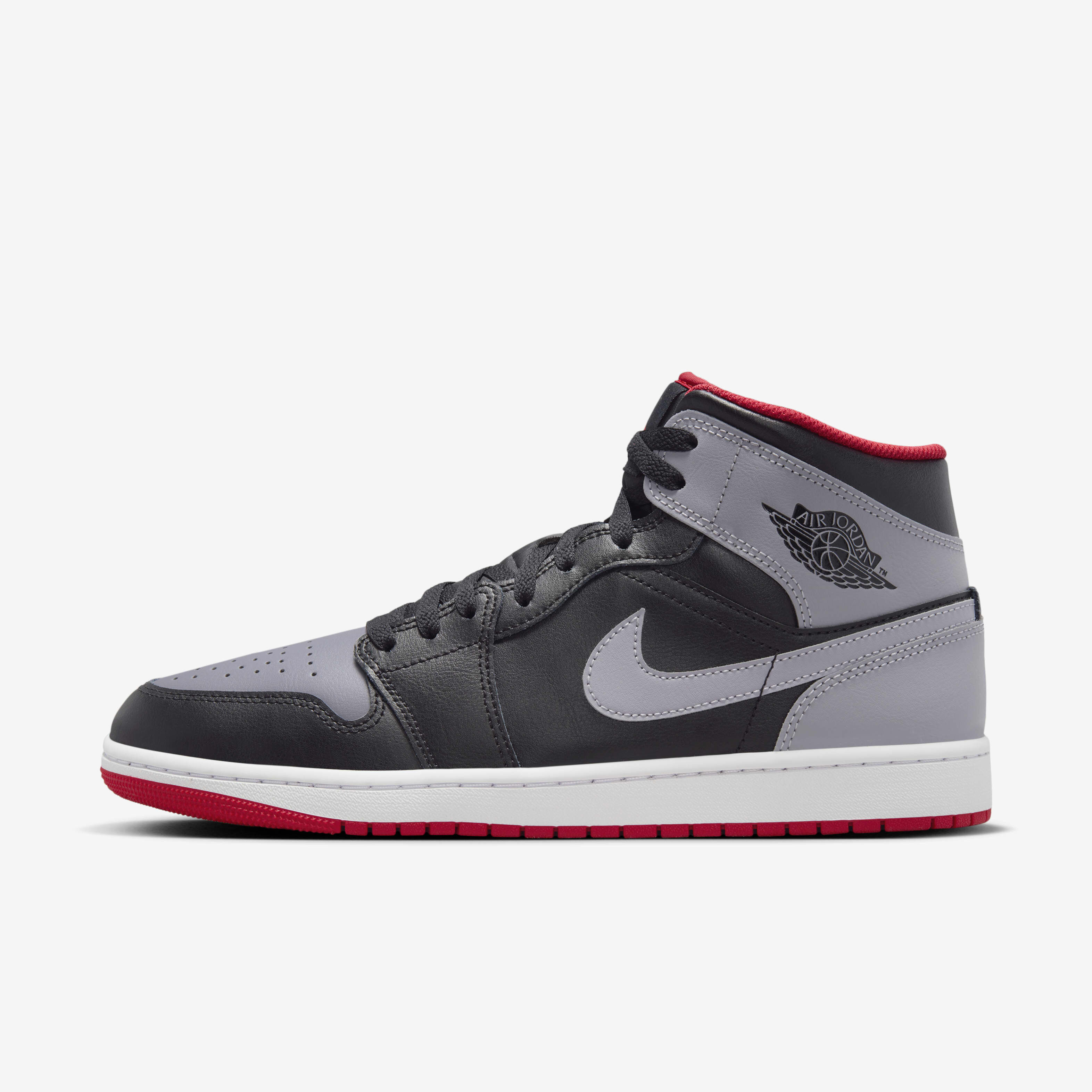 Nike air jordan 1 mid men's black red discount