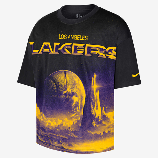 Shorts & Tees-Nike, Los Angeles Lakers Courtside, Men's Nike NBA Boxy T-Shirt
