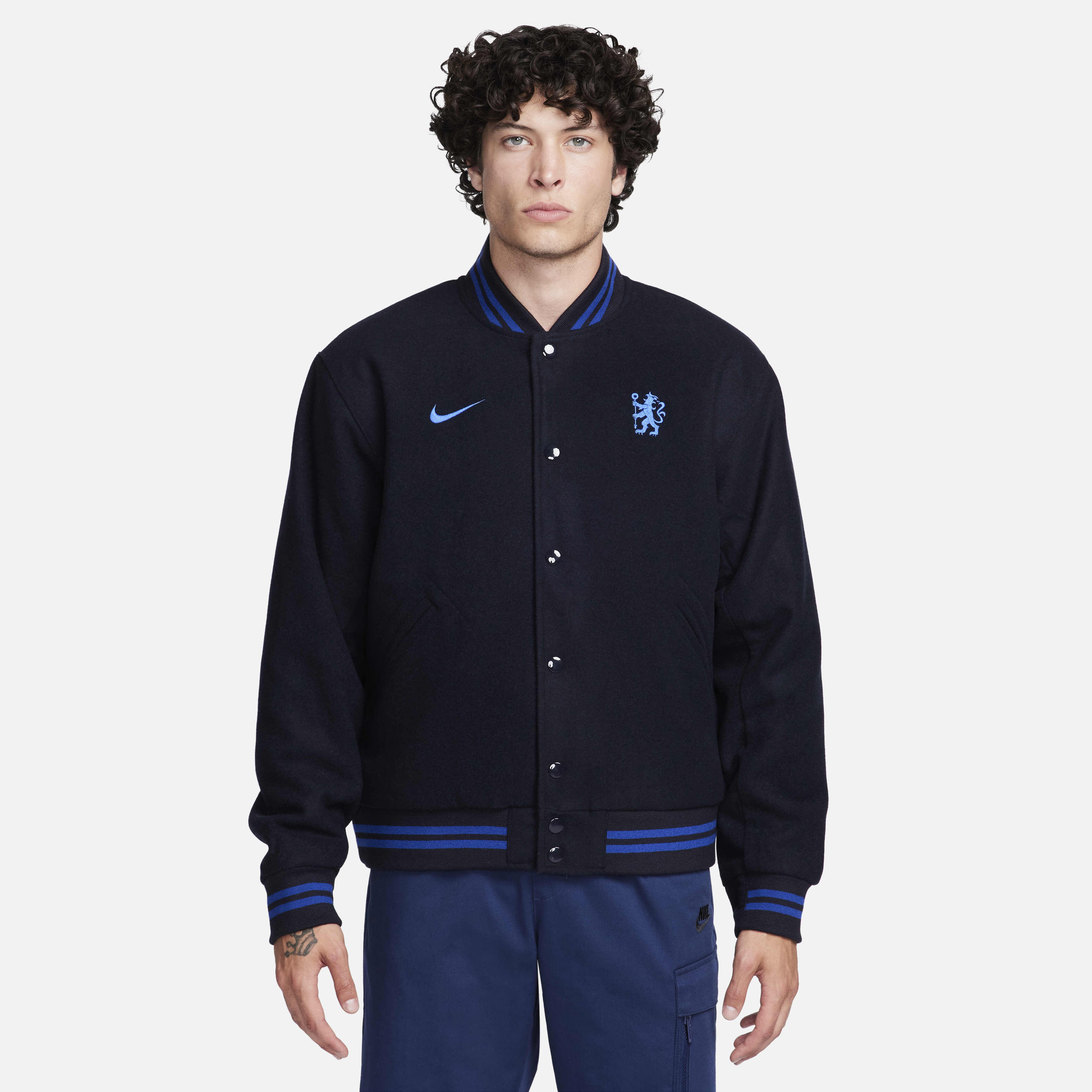 Buy Chelsea F.C. Men's Nike Football Varsity Jacket - Pitch