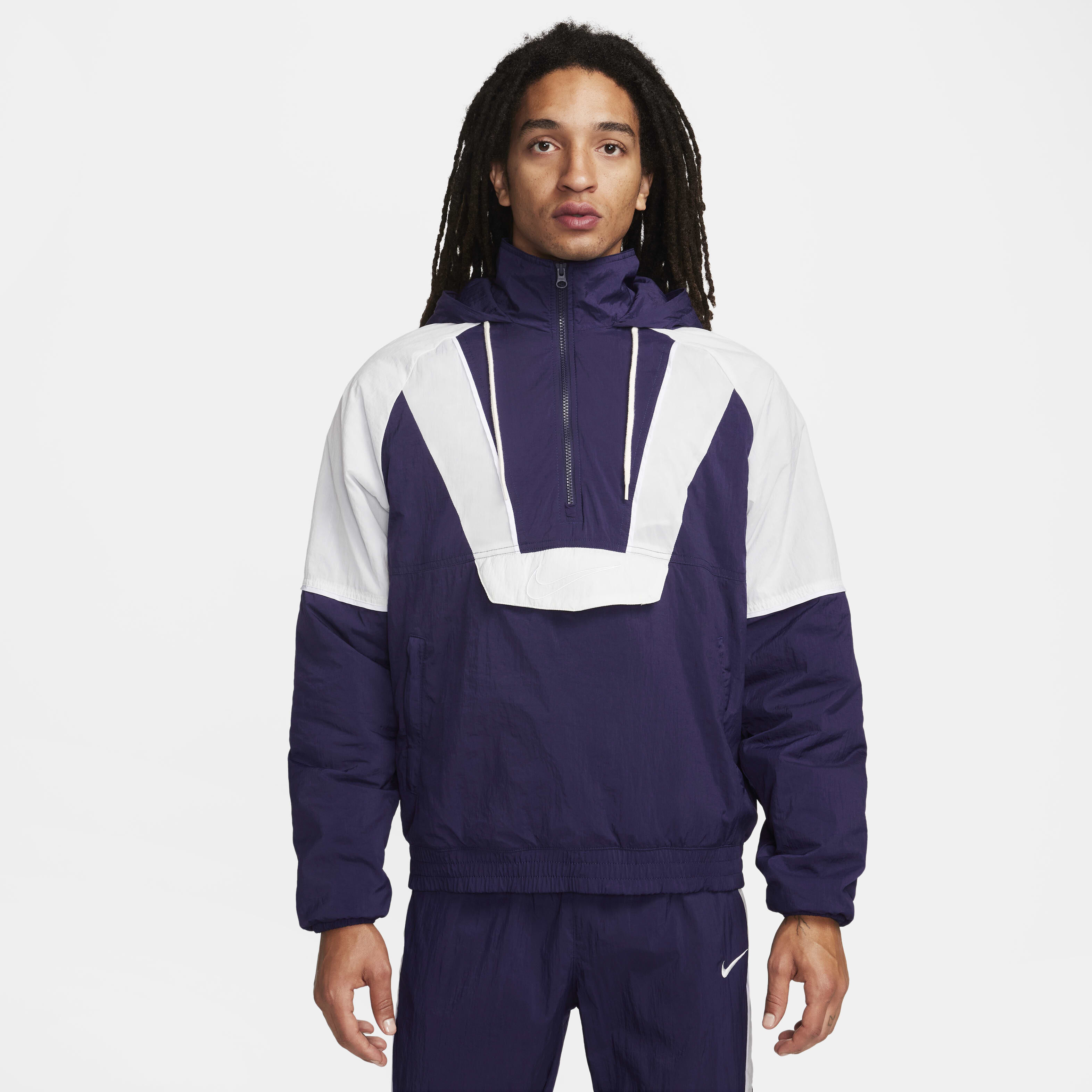 purple and white nike windbreaker