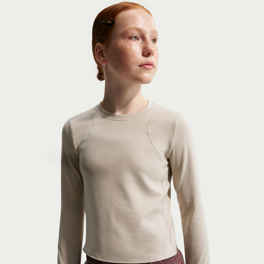 Kids' Long Sleeves Shirts-Nike, Nike Mavn, Girls' Dri-FIT Ribbed Long-Sleeve Top
