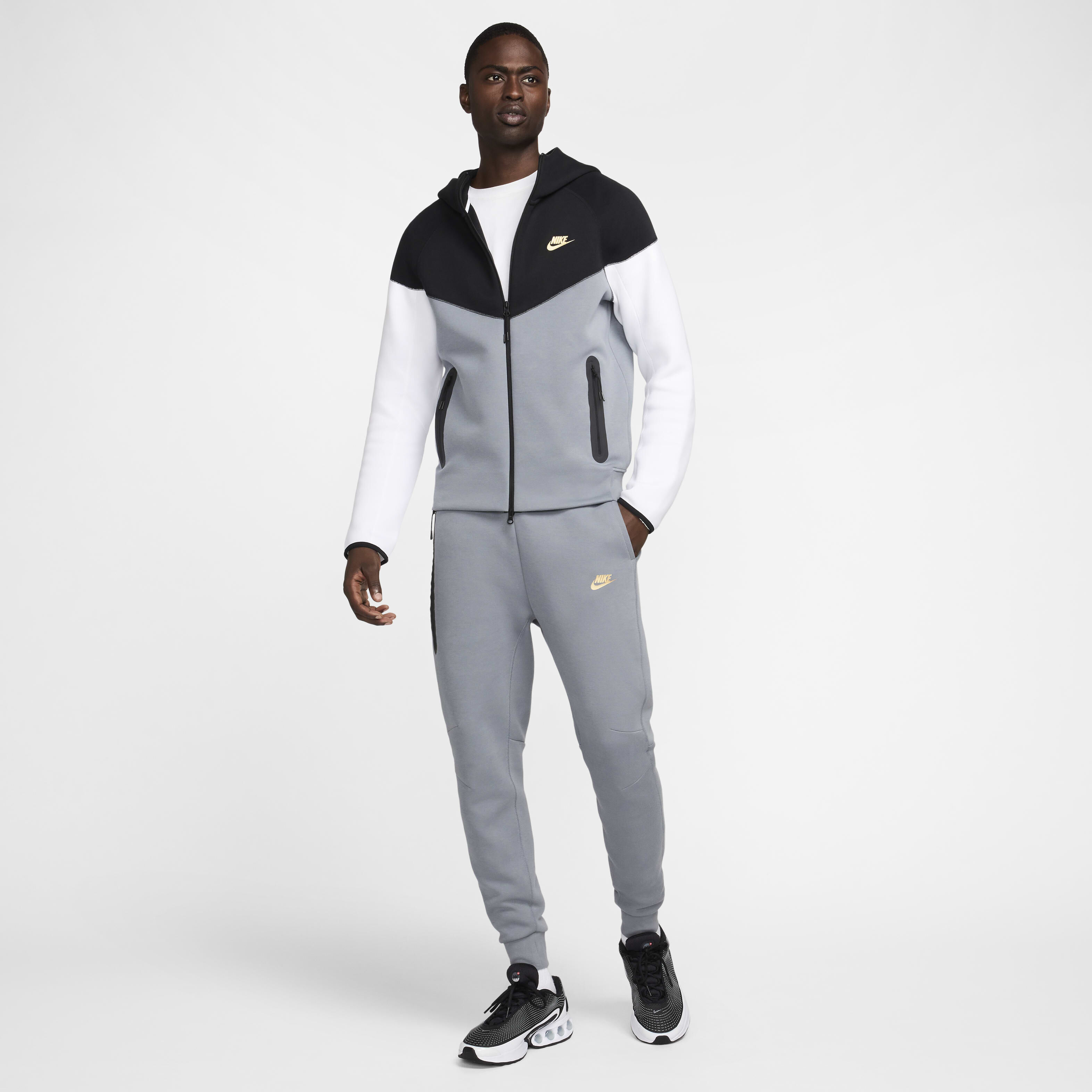 Men's nike tech fleece tracksuit grey hot sale