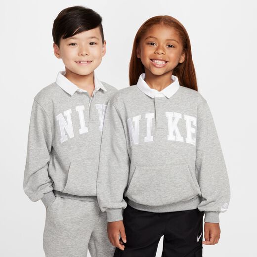 Kids' Polo T-Shirts-Nike, Nike Sportswear Club, Little Kids' French Terry Long Sleeve Polo