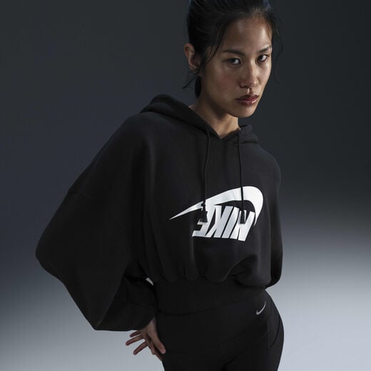 NBA Collection-Nike, Nike Sportswear, Women's Oversized Cropped French Terry Pullover Hoodie