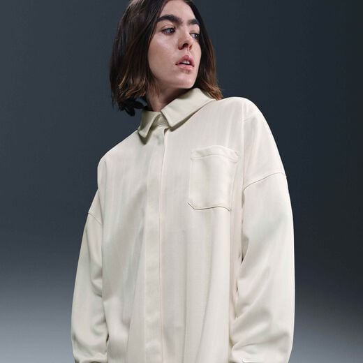 Women's T Shirts-Nike, Nike Sportswear, Women's Oversized Jacquard Striped Button-Down Shirt
