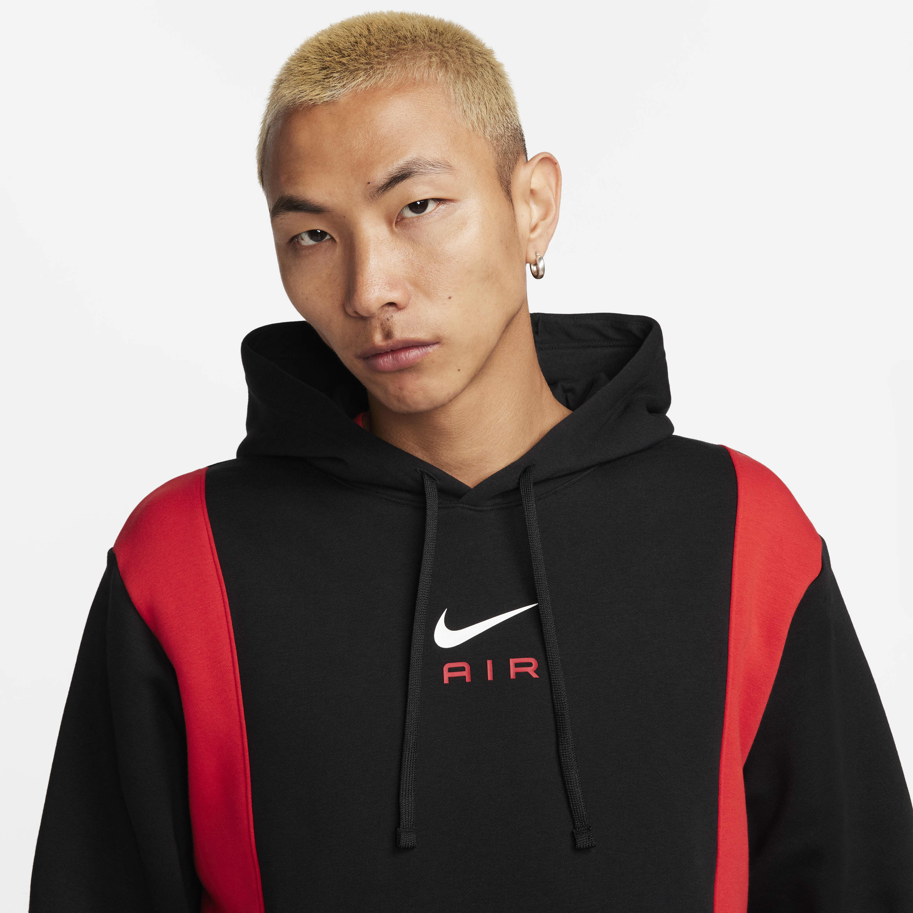nike air hoodie red and black