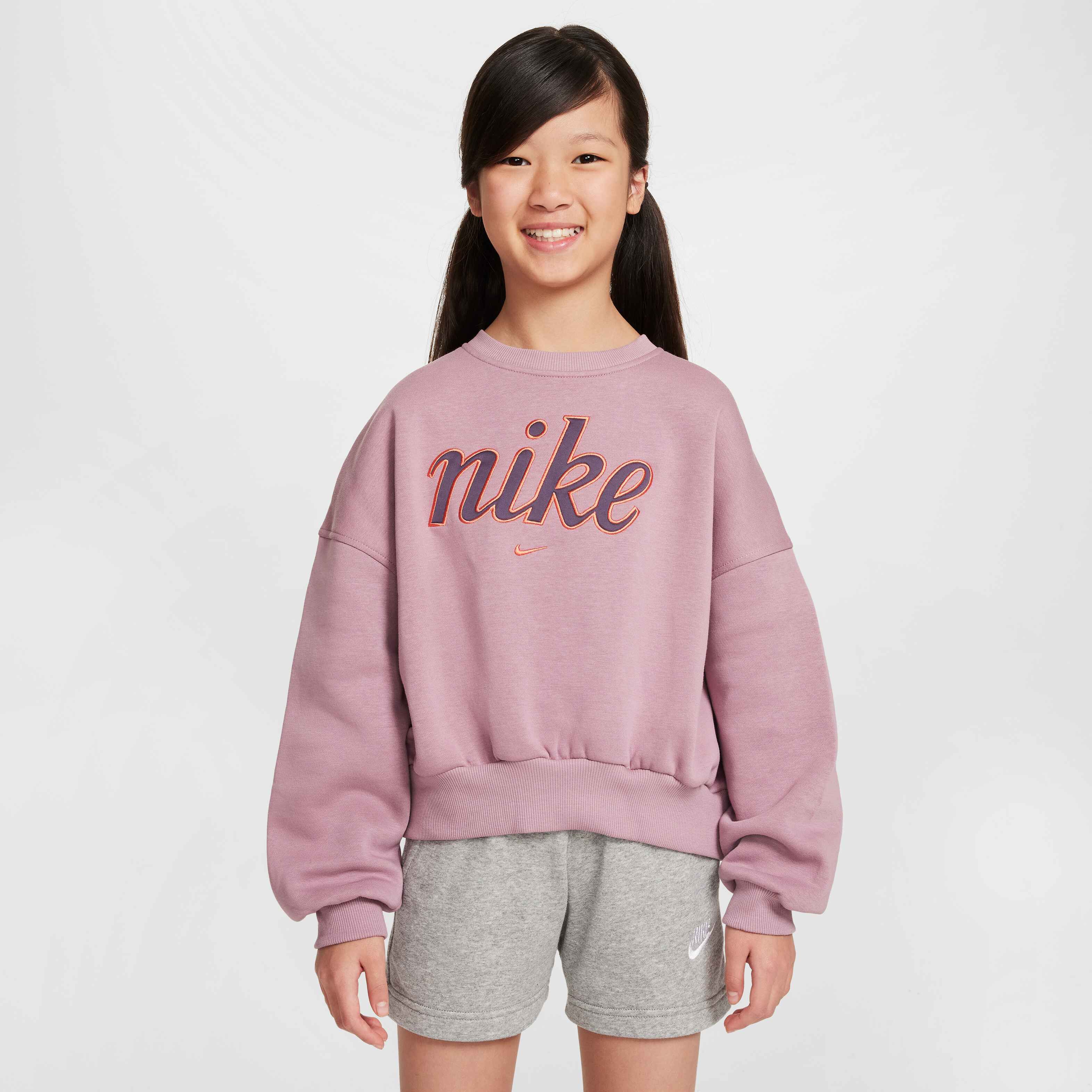Buy Nike Sportswear Club Fleece Girls Boxy Crew Neck Sweatshirt Nike Qatar Official