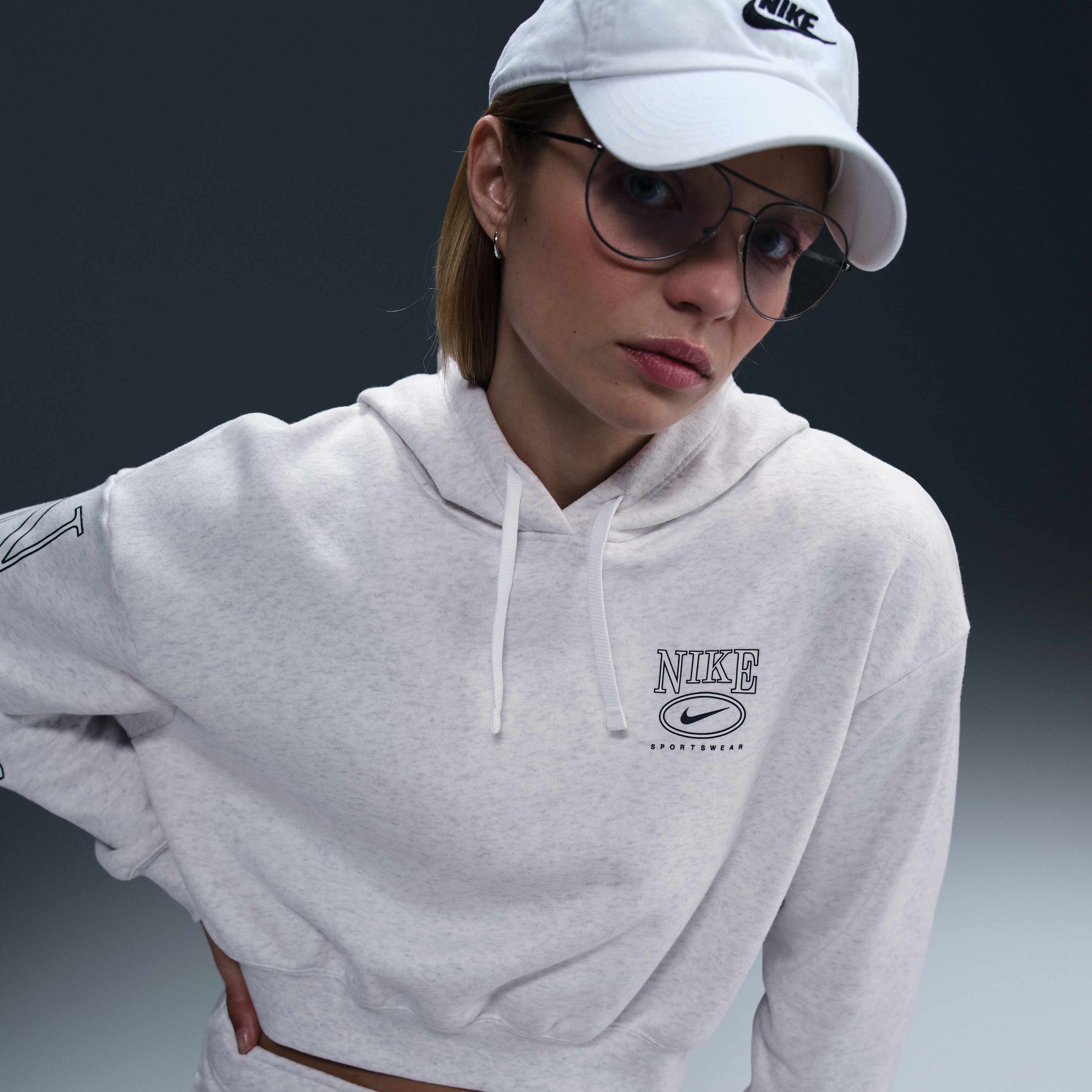 white nike club sweatshirt