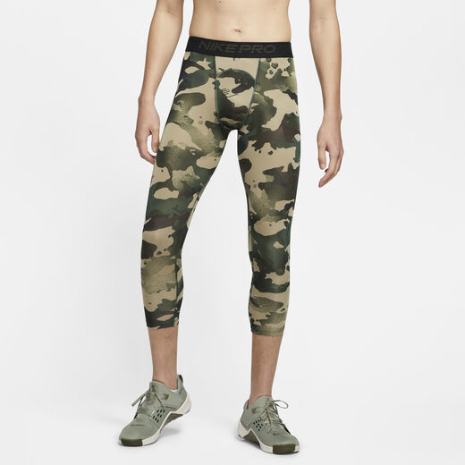 Men's Leggings-Nike, Nike Pro, Men's 3/4 Camo Leggings