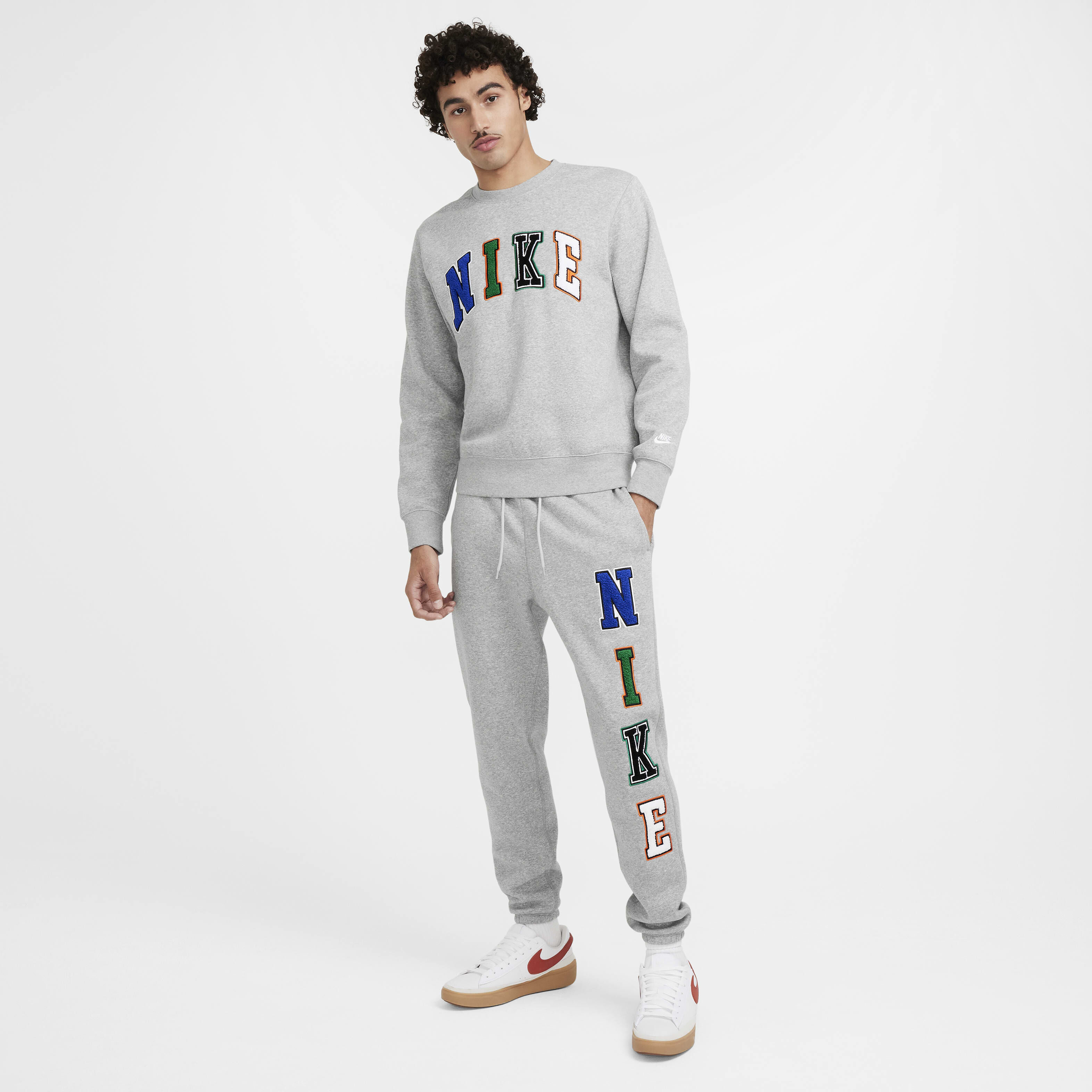 Buy Nike Club Men's Crew - Dark Grey Heather/White | Nike