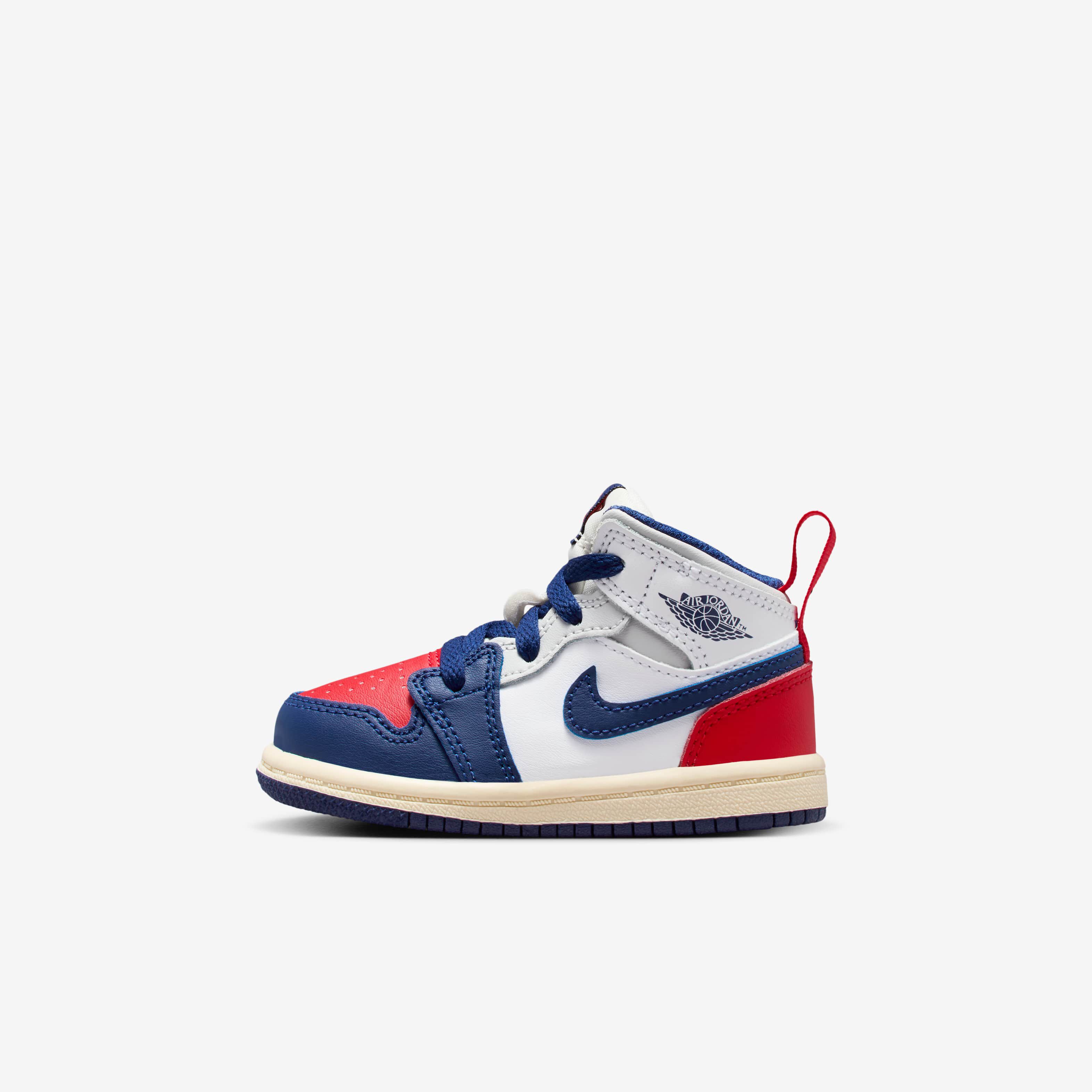 shiny red and blue jordan 1