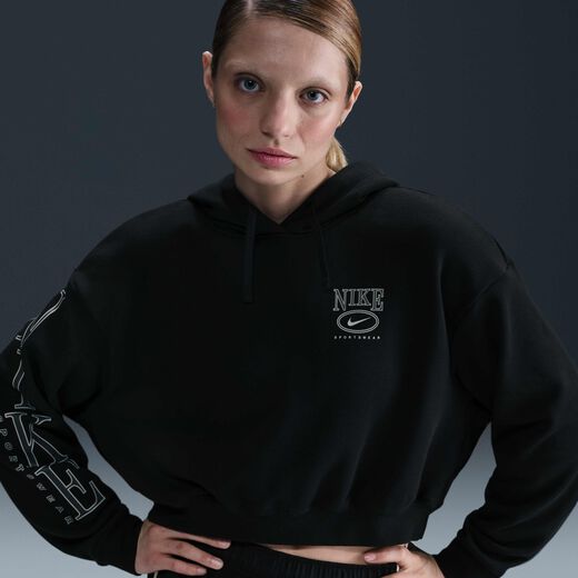 Club House-Nike, Nike Sportswear Club Fleece, Women's Oversized Cropped Graphic Hoodie